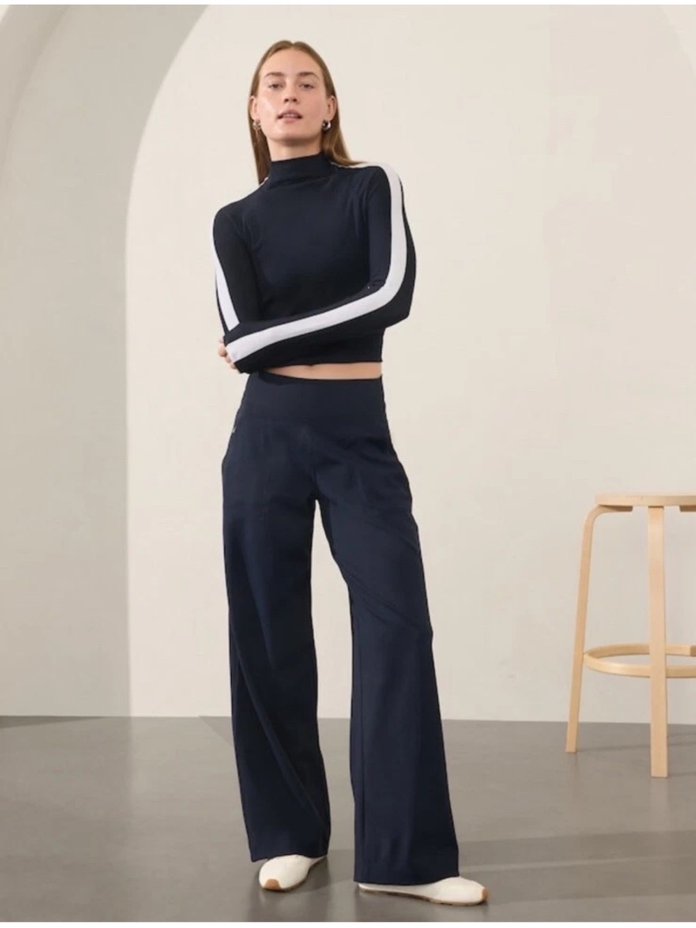 Athleta Navy Venice Wide Leg Pant